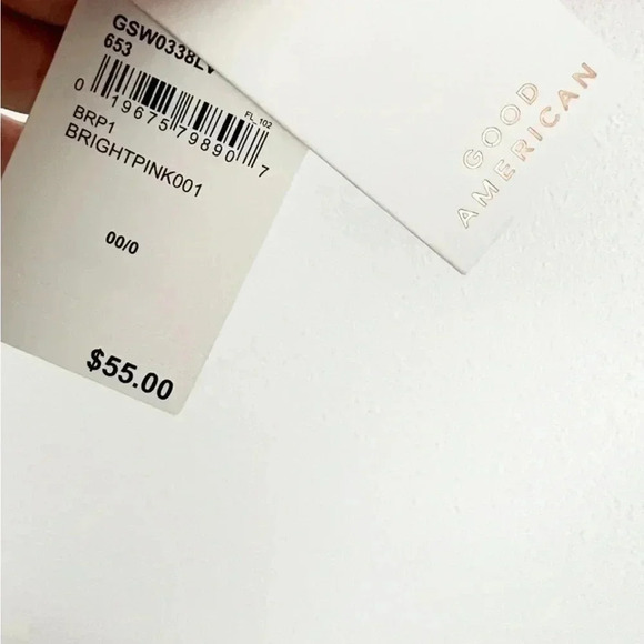 NWT Good American Bright Pink Always Fits Hot Shoulder Top, Size XXS-XS - Picture 4 of 7